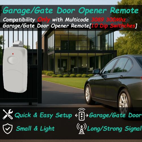 Set of 3 Replacement for Multicode Garage Gate Door Opener Remote,3089,308911,MCS308911,10 Dip Switch,300MHZ