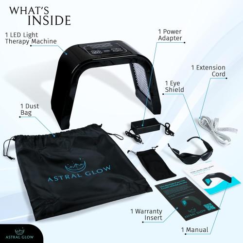 Black 7 Color LED Light Machine Face Mask - Esthetician Supplies, Home Beauty Machine For Skin Care - Face Mask Skin Care - LED Mask For Facial Care - Black, Spa, Home Salon