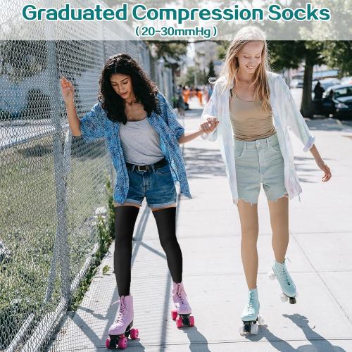 2 Pairs XL Compression Stockings for Women & Men,20-30mmHg Thigh High Compression Socks,Closed Toe Medical Compression Socks with Silicone Dot Band-Best Support for Nursing Sports Varicose Veins