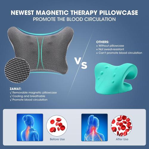 ZAMAT Neck and Shoulder Relaxer w/Magnetic Therapy Pillowcase, Neck Stretcher Chiropractic Pillows for Pain Relief, Cervical Traction Device for Relieve TMJ Headache Muscle Tension Spine Alignment