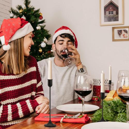 Candle Holder - 3 PCS Candlestick Holders - Vintage Candle Stick Holder - Modern Decorative Centerpiece - Cozy Atmosphere Gift for Home Decor, Wedding, Black Taper