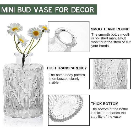 Arme Glass Bud vases in Bulk，Small Glass Flower Vase for Centerpieces 20Pcs