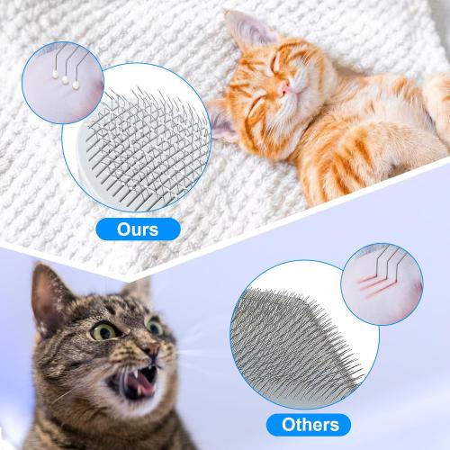 Cat Hair Brush,Cats Brushes for Shedding,Soft Silicone Self Cleaning Brush for Short and Long Haired Cats for Grooming and Shedding (Blue)