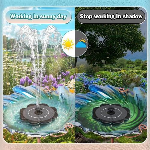 Solar Fountain Flower Shape-No Battery, Glass 3.5W Solar Water Fountain with 7 Nozzles & 4 Fixer Rods,2025 Solar Fountain Pump for Bird Bath, Outdoor, Pool, Garden, Pond & Flower Pot