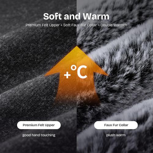 EverFoams Women's Bootie Slippers Warm Soft Comfy Memory Foam Non-slip Indoor House Shoes with Fluffy Collar