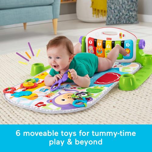 Fisher-Price Baby Playmat Deluxe Kick & Play Piano Gym for Learning & 2 Maracas Soft Rattles for Newborn to Toddler Play Ages 0  Months