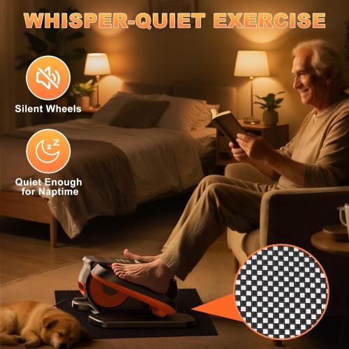 Low Impact Mini Under Desk Elliptical Quiet Electric Leg Exerciser | Compact portable under desk elliptical with non-slip mat, quiet motor for home office. Leg trainer gift for seniors mom dad