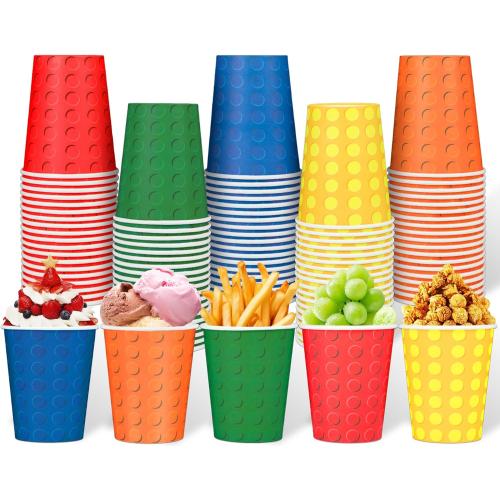 100pcs Building Blocks Party Paper Cups Colorful Blocks Bricks Disposable Cups for Block Party Decorations Building Bricks Paper Drinking Cups for Building Block Birthday Party Supplies and Favors