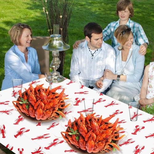 Mepase 100 ft x 54 Inch Crawfish Tablecloth Seafood Boil Party Supplies Summer Lobster Plastic Table Cover Disposable Crawfish Tablecloth Decorations for Kitchen Birthday Centerpiece