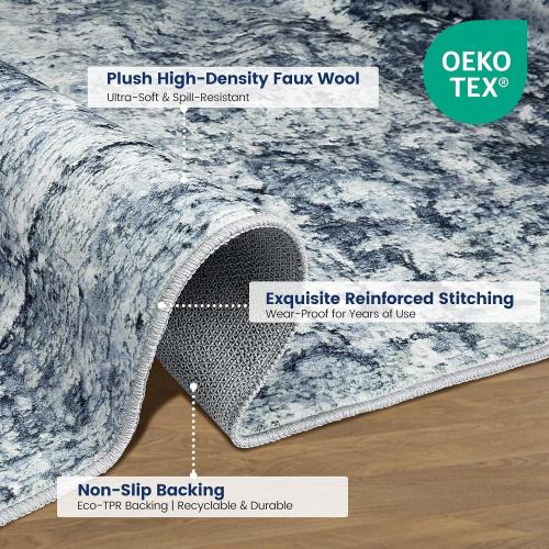 Size 5x7 Color grey  Area Rugs, Modern Abstract Rug with Anti Slip Backing, Stain Resistant Washable Rugs for Living Room, Non-Shedding Machine Washable Area Rug, Grey/White, 5'x7'