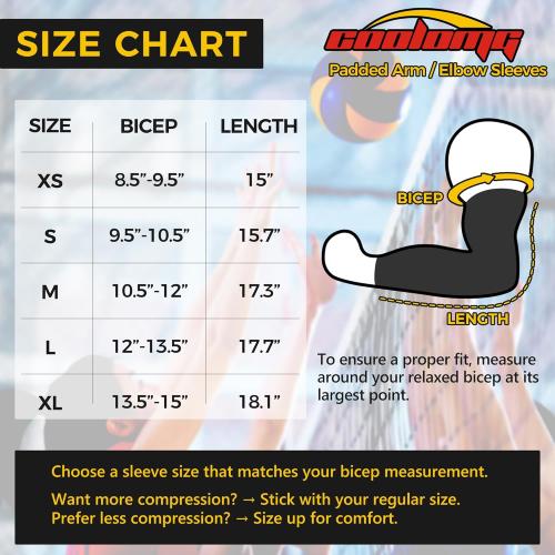 COOLOMG Padded Arm Sleeves Compression Elbow Pads for Volleyball Basketball Football Youth Kids Adult