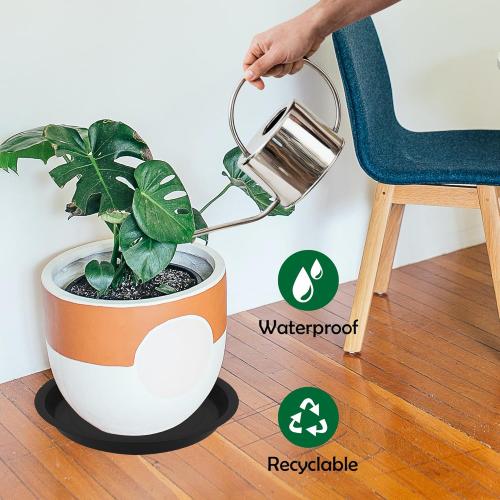 4 Pack 14 Inch Round Plant Saucers for Less 12 Inch Pot Indoors Outdoors Plant Trays for Pots Planter Saucer Plastic Drip Tray Planter Water Tray(Black, 13.8(4pcs))