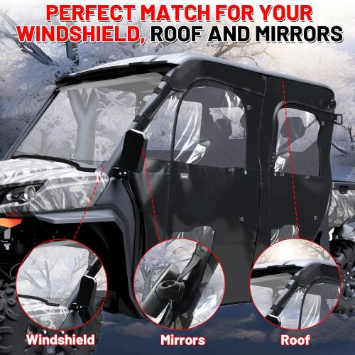 StarknightMT UForce 1000 XL Cab Enclosure with Zipper - Waterproof UTV Soft Side Doors Compatible with CFMOTO UForce 1000 XL 2022-2025, Windproof Dust Protection