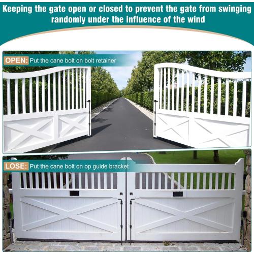 Size 36 Inch 2 pack Color Black Heavy Duty Gate Drop Rod for Gates,Gate Cane Bolt Drop Rod Hardware Ground Latch for Wooden Fences, 36 Cane Bolt Gate Drop Rod,Black Solid Steel(2 Pack for Gate Drop Rod)