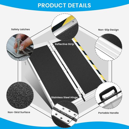 Wheelchair ramp 3FT, Lightweight, Foldable and Portable, can be Used for Wheelchair ramps, Motorcycle ramps, Stair Step ramps, and Boarding and alighting ramps