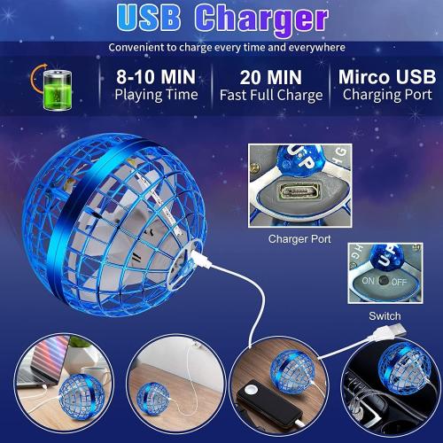2025 Upgraded Flying Orb Ball - Hover Drone Boomerang Ball for Kids & Adults, Fun Indoor/Outdoor Flying Experience for Gifts,Christmas Surprises for Boys and Girls (Blue)