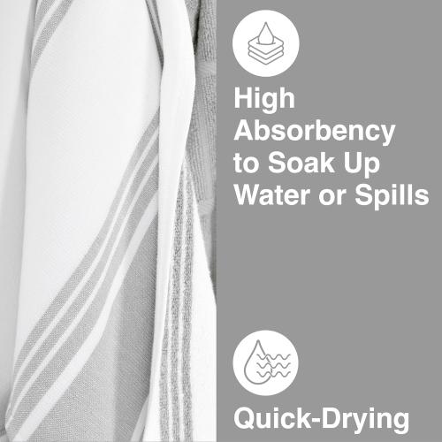 All-Clad Dual-Purpose Kitchen Towels: Highly Absorbent - 100% Cotton, 17x30 Dish Towels for Cleaning & Drying Dishes & Glassware, 6-Pack, Titanium