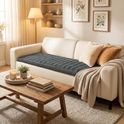Smiry Couch Cover for Dogs Washable, Non Slip Fuzzy Pet Couch Covers for 3 Cushion Sofa Pet Friendly, Thick Soft Sofa Slipcovers Cushion Protector (Dark Grey, 27.6 x 59)