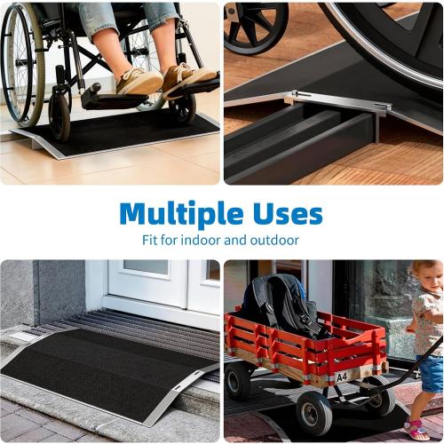 27.75 L x 1.65 H Bridge Threshold Ramp for Doorways–Fits 2.85–6 Wide Thresholds with Adjustable Support Bars Non-Slip Aluminum Wheelchair Ramps for Home Steps,Sliding Door Ramp for Wheelchair