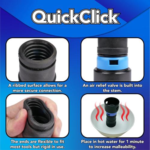Cen-Tec Systems 94709 Quick Click 16 Ft. Hose for Home and Shop Vacuums with Expanded Multi-Brand Power Tool Adapter Set for Dust Collection