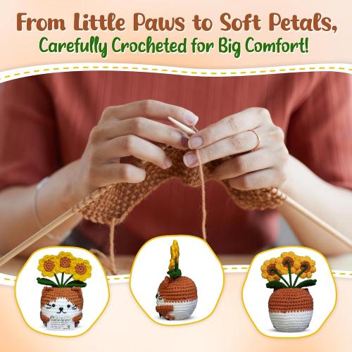OASSIE Back to School Gifts for Kids Teens - Positive Crochet Sunflower Cat