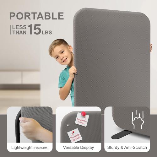 DECOLAB Standing Room Divider Panel, Portable Room Separation Partition for Home, Studio, Classroom, Resraurant, Scratch Resistance, 29x65, Rock