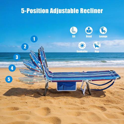 SUNNYFEEL Beach Lounge Chair, Reclining Beach Chairs Lay Flat, Sun Face Down Tanning Chair, Folding Camping Chairs Portable Camp Cot with Straps for Outdoor/Picnic/Lawn