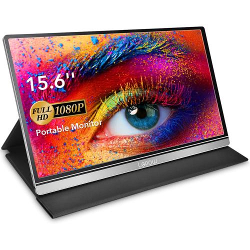15.6 Lepow Portable Monitor Z1-Gamut Laptop Display 15.6'' FHD [Improved Color Gamut] IPS 1080P Ultra-Slim Type-C & HDMI Travel Monitor, Dual Speakers, Ideal for Laptops PCs Phones Switch PS4/3 Xbo