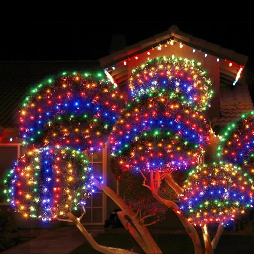 WBao Christmas Lights Outdoor, 360LED 11.5ft x 6.9ft Net Lights with 8 Modes, Timer, UL Certified, End to End Connectable, Waterproof for Lawn, Bushes, Trees Outdoor Christmas Decorations, Multicolor