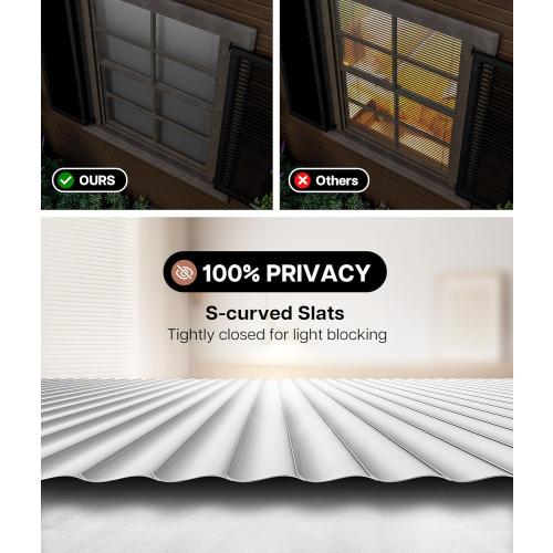 LazBlinds No Tools No Drill Cordless 1 Vinyl Mini Blinds, 100% Privacy S-Curve Blinds for Indoor Windows, Room Darkening Horizontal Window Blinds and Shades for Home, 34 1/2 W x 64 H, White