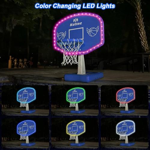 LED Pool Basketball Hoop, Solar Powered Poolside Basketball Hoop for Pool with Colorful Lights, Oversized Water Basketball Hoops with 2 Balls/Pump, Light Up Pool Games for Adults Teens.