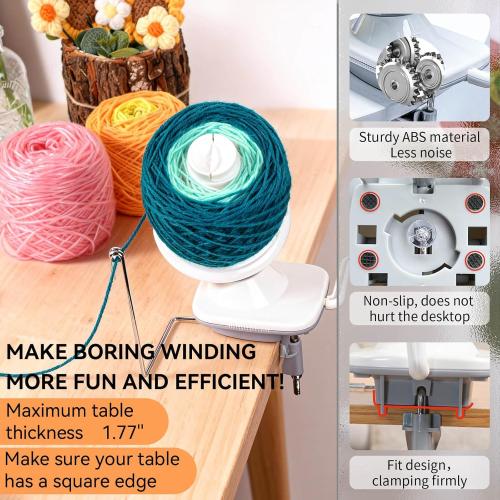 SPEENSUN Yarn Winder, Yarn Spinner, 3.5 OZ Easy-to-Install and Efficiently Yarn Ball Winder with Lower Noise, Yarn Winder Manual for Crochet and Knitting Enthusiast for Yarns Below Size 5