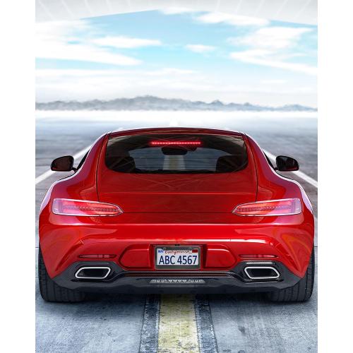 Carbon Fiber License Plate Frame- Stainless Steel Car Tag Holder Wrapped with Real Carbon Fiber, 2 Hole Wide Edge, Anti-Theft Screws Caps, Rattle-Proof Pad, 1 Pack for Front or Rear