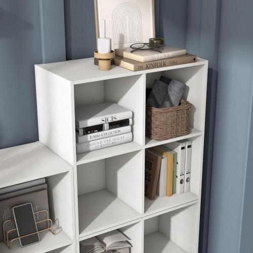 Homes: Inside   Out Apexa 4-Cube Storage Organizer Shelves, Stackable Wood Bookcase Fits Cubby Bins for Organization, Dorm Teen Room Decor & Home Office, White