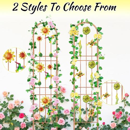2Pcs Metal Garden Trellis, Arched Fence Trellis Plant Support Trellises, Supporting Plants Outdoor Decoration for Climbing Plants Lawn Yard Patio Backyard Wall Brackets (Frog)