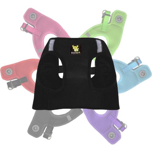 EcoBark Step in Dog Harness - Eco-Friendly Toy Breed Dog Harnesses for XS and Small Dogs - Reflective and Adjustable Mini Body Halter Vest -Tiny Soft Mesh Toy Breed Harness (Black, Small)