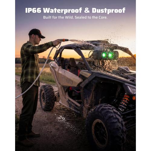 Ehaho 17-Inch UTV Sound Bar, 4-Speaker Bluetooth Golf Cart Speakers [RGB & Strobe Light] IP66 Waterproof ATV Speaker System, SXS SoundBar Compatible with Polaris RZR, CFmoto, Can-Am