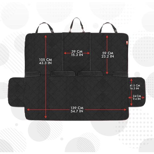 Lusso Gear Car Seat Cover for Dogs - Premium Waterproof Oxford Fabric - Universal Fit - Non-Slip Rear Cover & Protector, Car Accessories for Trucks & SUVs (Black)