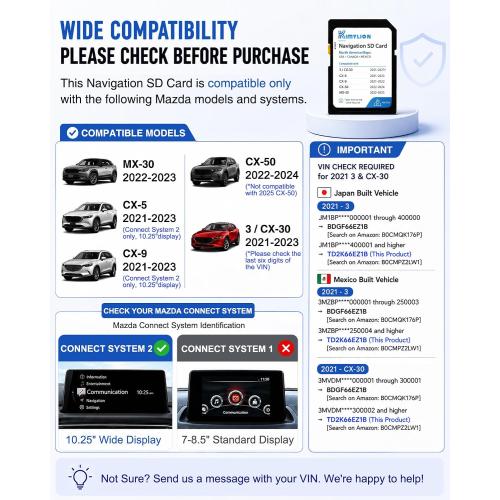 Navigation SD Card TD2K66EZ1B for 2021-2023 Mazda 3 CX-30 CX-5 CX-9, 2022-2024 CX-50, 2022-2023 MX-30, Offline GPS Maps USA/CAN/MEX, Plug & Play, HUD & Speed Limit Display Support