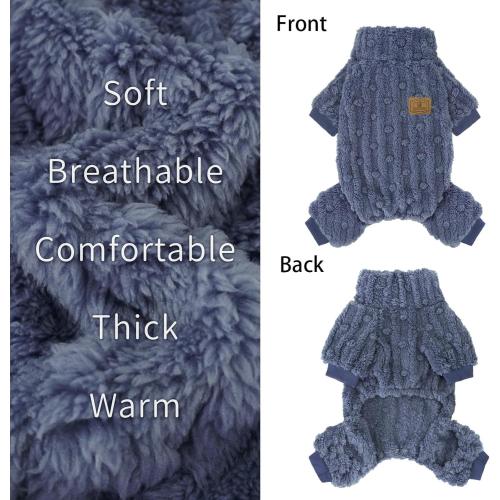 XPUDAC Dog Sweater, Dog Winter Clothes for Small Medium Dogs Girl Boy Ultra Soft and Warm Fleece Pet Pajamas for Winter Christmas(Blue-XX-Small)