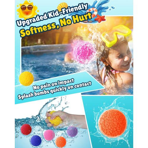Reusable Water Balloons - 90 PCS Refillable Water Balls for Kids Outdoor Toys Games, Summer Pool Toys Water Play Splash Balls for Backyard Lawn Beach Fun Games for Boys Girls