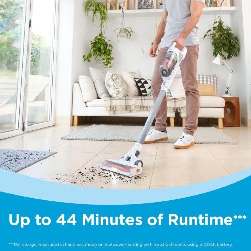 BLACK DECKER POWERSERIES  20V MAX Cordless Stick Vacuum Cleaner with LED Floor Lights, Bagless, Lightweight, Cordless Vacuum Cleaners for Home, Up to 44 Minutes, Powerful Suction, Gray (BHFEA520J)