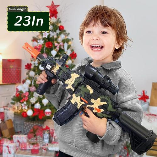 BYTEWAR Soft Bullets Toys Guns for Boys,M416 Foam Blaster Gun,Electric Sniper Rifle with Scope 40 Darts 2 Magazines,Full auto Gun for Kids Ages 6-12 Years Old,Gifts for Adult, Camouflage, M416-905B