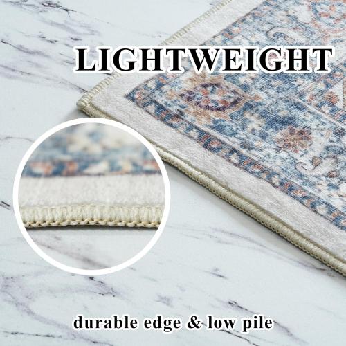 Hallway Washable Runner Rug - 3x6 Kitchen Rugs Entryway Rug Runner Vintage Soft Floor Mat Non Slip Indoor Farmhouse Carpet for Bathroom Living Room Bedroom (3 X 6, Brick)