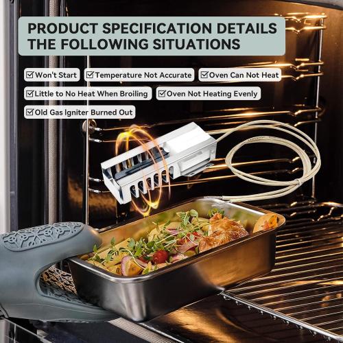 Flat Igniters 5303935066 Gas Range Oven Igniter, Universal Gas Igniters for Frigidare Kenmore Gibson Tappan WB2X9998 Norton-501A AP2150412 41-204 IGN-4 IGN-5, Igniter Replacement for AR5066 12400035