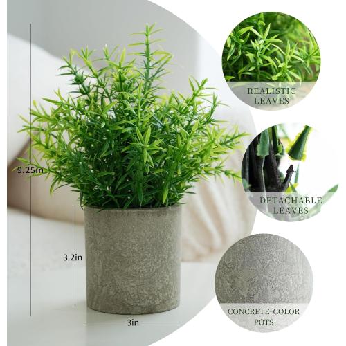 Mini Potted Fake Plants Artificial Greenery Rosemary Plants for Shelf Desk Home Bathroom Topiaries Farmhouse Bedroom Coffee Table Decor