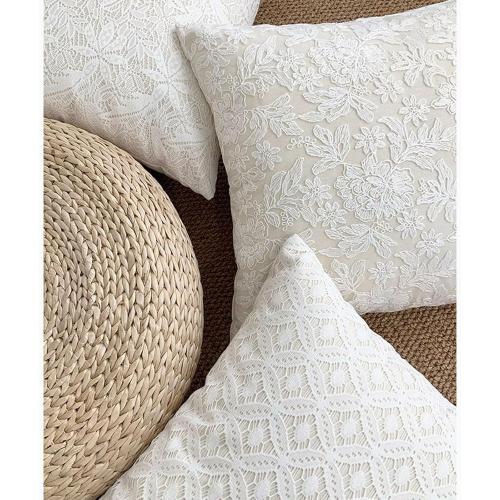 JadeRich Embroidery Lace Pillowcase Home Decor Zipper Cushion Cover Sofa Bed Square Pillow Cover 18x18