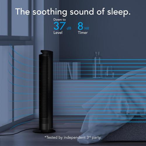 Vornado OZI42 42 Whole Room Tower Fan, Powerful Air Circulation, Space-Saving Design, Quiet Operation, 5 Speed Settings, 1-8 Hour Timer, 70-Degree Oscillation, Remote Control, Black