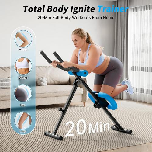 AB Machine Ab Workout Equipment, Adjustable Ab Trainer Machine for Abs Workout at Home Gym, Foldable, Knee Protection