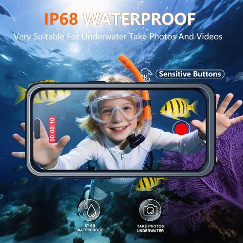 SPIDERCASE for iPhone 16 Pro Case Waterproof,Black/Clear | Built-in Lens & Screen Protector, Full Heavy Duty Protection, 12FT Military Shockproof, Dustproof, Anti-Scratched Case